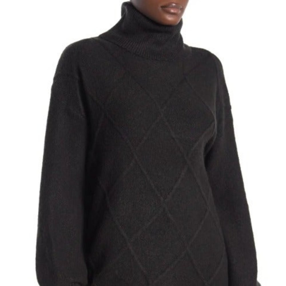 14th & UNION Cozy Cable Tunic Sweater black Sz XS